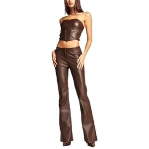I.AM.GIA Estyn faux leather brown low rise flare pants size small